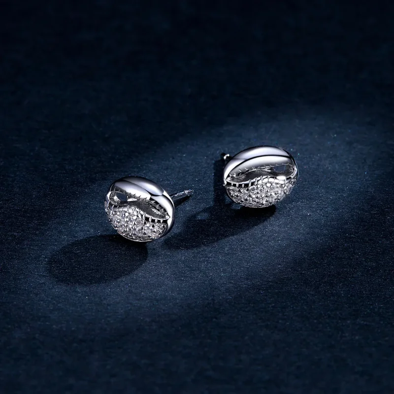 (image for) Pandora Style Simple Shell Stud Earrings - BSE409 - View 5