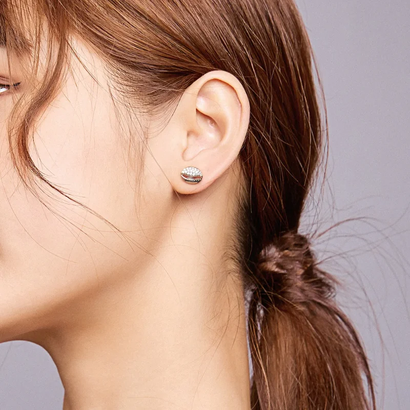 (image for) Pandora Style Simple Shell Stud Earrings - BSE409 - View 6