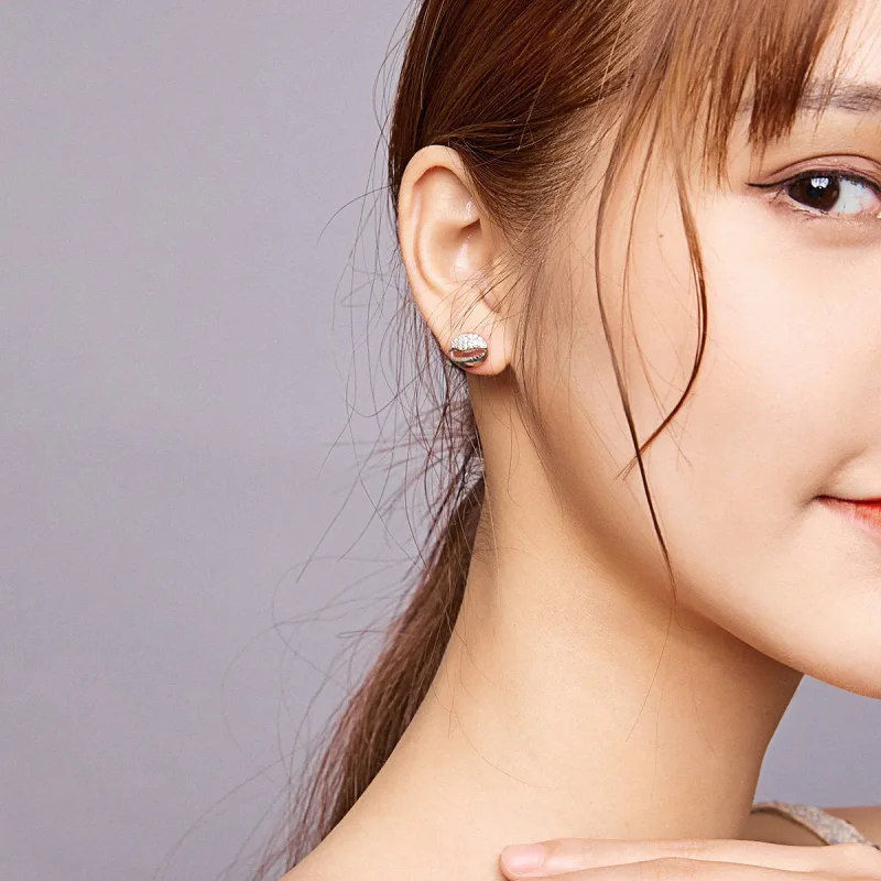 (image for) Pandora Style Simple Shell Stud Earrings - BSE409 - View 7