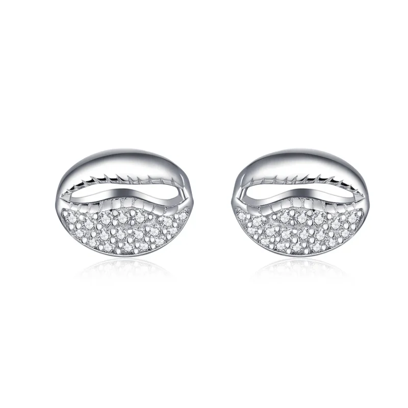 (image for) Pandora Style Simple Shell Stud Earrings - BSE409