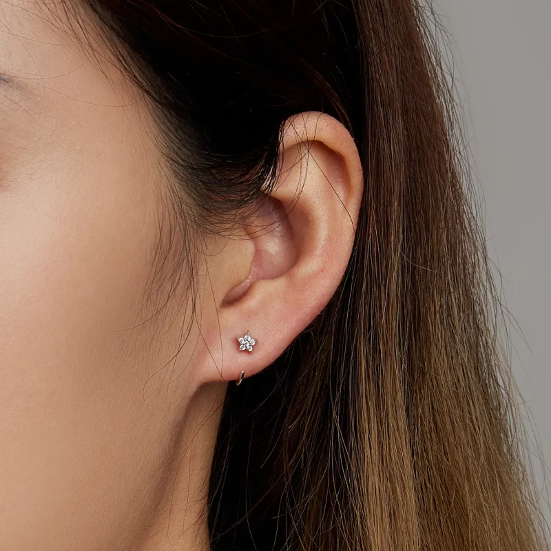 (image for) Pandora Style Simple Star Stud Earrings - SCE1421 - View 5