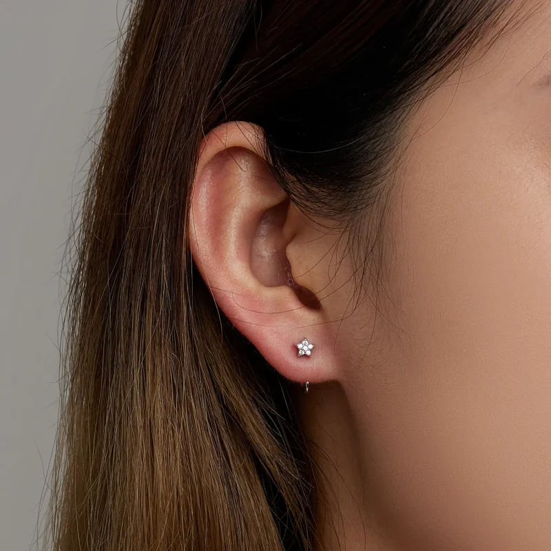 (image for) Pandora Style Simple Star Stud Earrings - SCE1421 - View 6