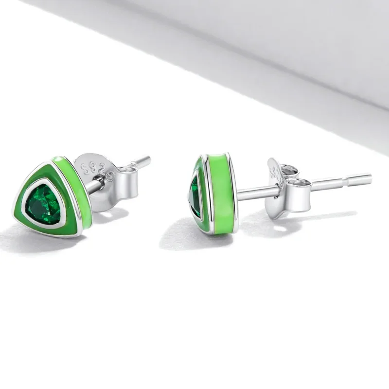 (image for) Pandora Style Simple Triangle Stud Earrings - SCE1368 - View 3