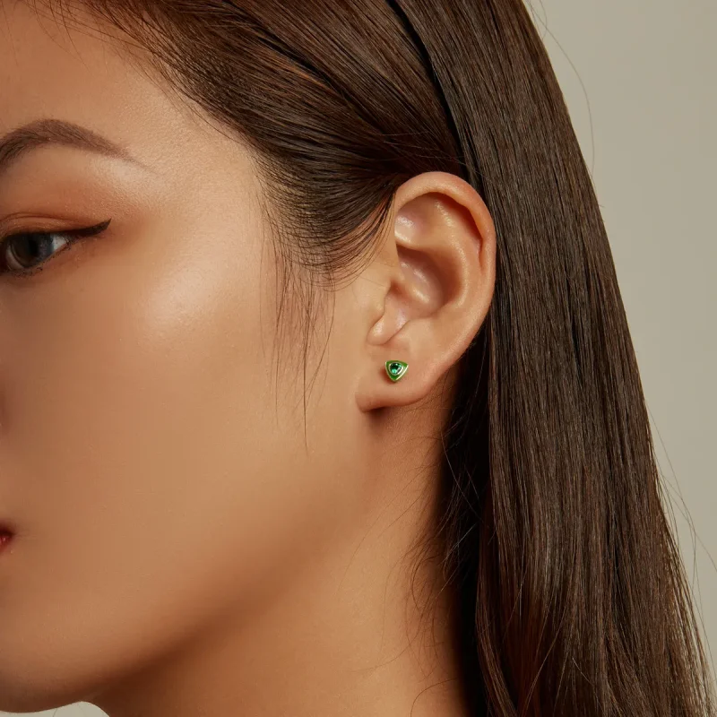 (image for) Pandora Style Simple Triangle Stud Earrings - SCE1368 - View 6