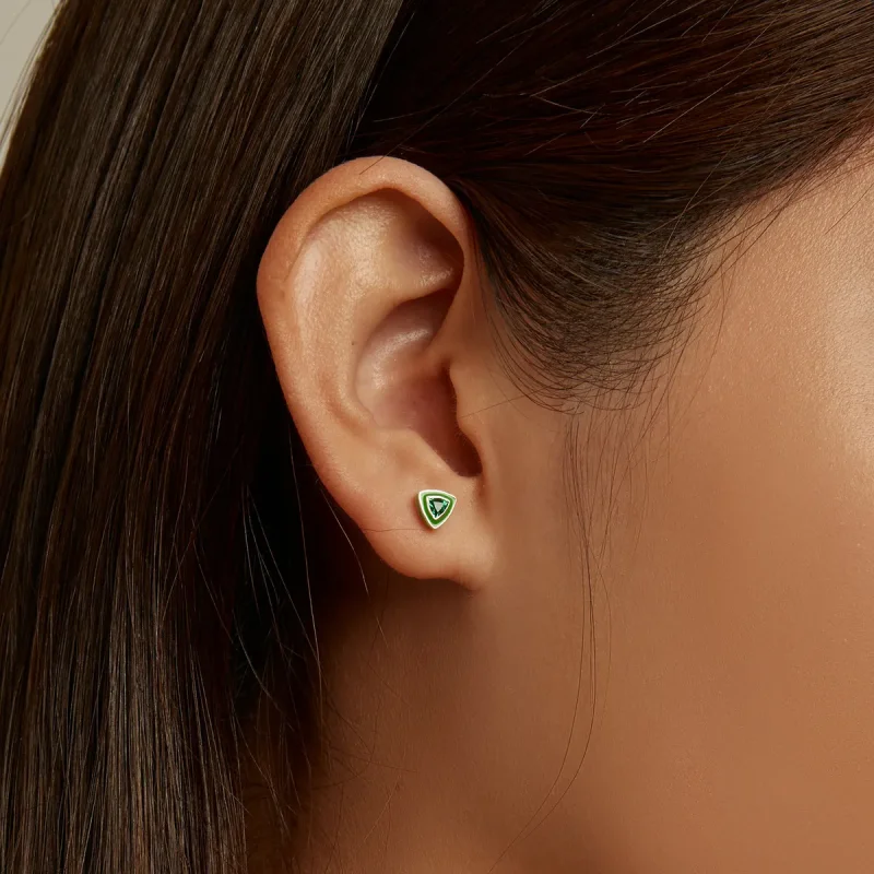 (image for) Pandora Style Simple Triangle Stud Earrings - SCE1368 - View 7