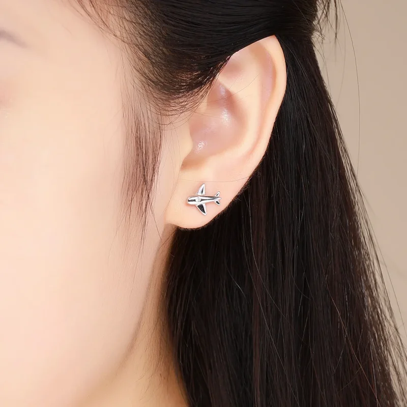 (image for) Pandora Style Small Airplane Stud Earrings - VSE153 - View 5