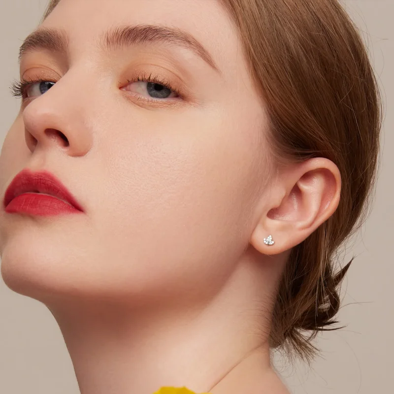 (image for) Pandora Style Small Leaves Stud Earrings - SCE1459 - View 5