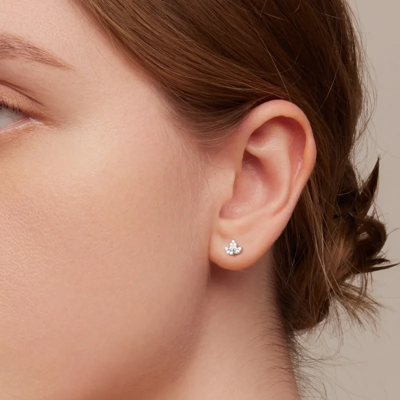 (image for) Pandora Style Small Leaves Stud Earrings - SCE1459 - View 7