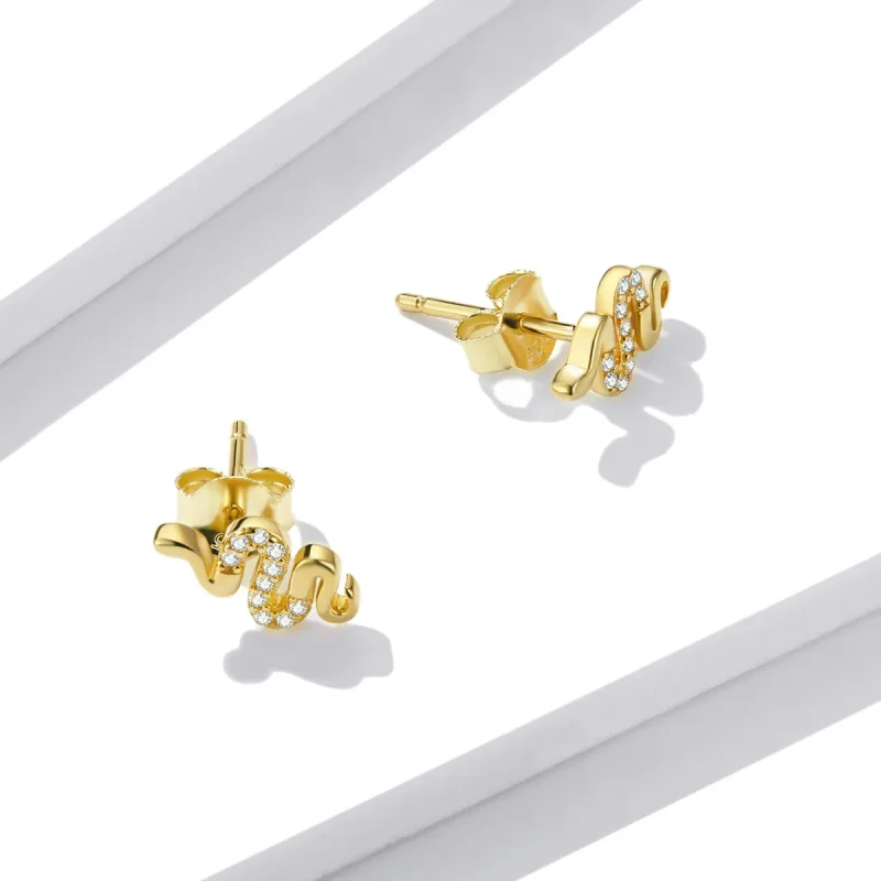 (image for) Pandora Style Spirit Snake Stud Earrings - BSE526 - View 2