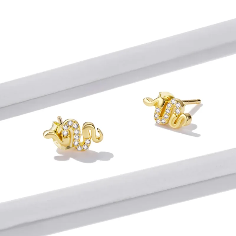 (image for) Pandora Style Spirit Snake Stud Earrings - BSE526 - View 3