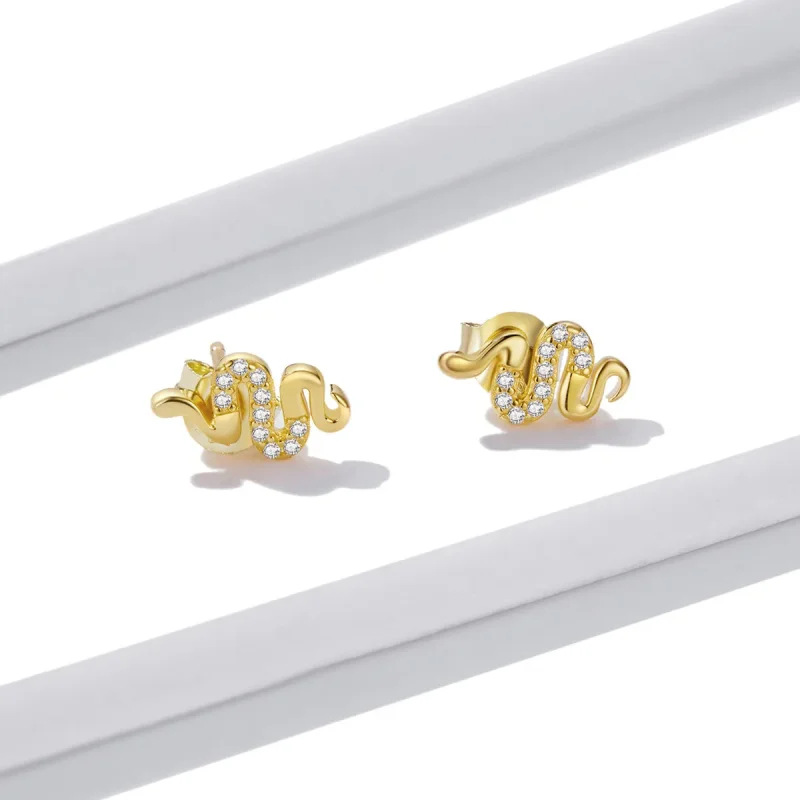 (image for) Pandora Style Spirit Snake Stud Earrings - BSE526 - View 4