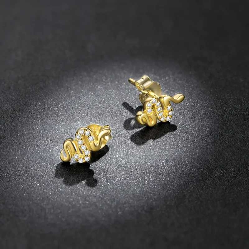 (image for) Pandora Style Spirit Snake Stud Earrings - BSE526 - View 5