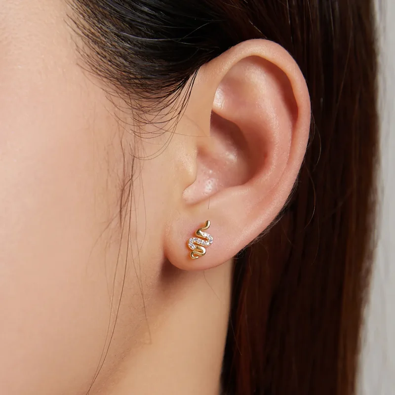 (image for) Pandora Style Spirit Snake Stud Earrings - BSE526 - View 6