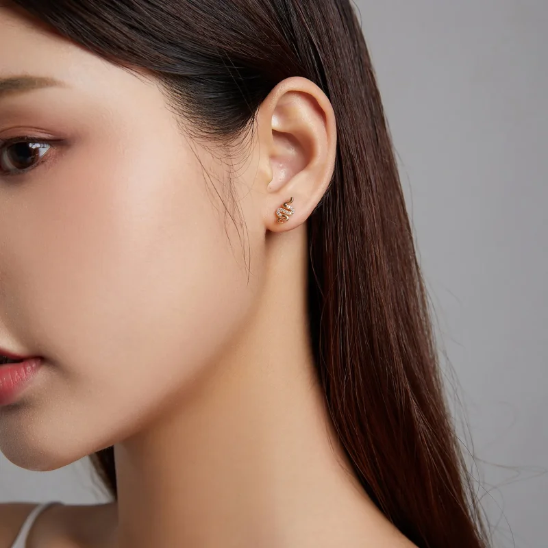 (image for) Pandora Style Spirit Snake Stud Earrings - BSE526 - View 7