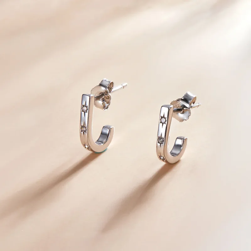 (image for) Pandora Style Star Crutch Stud Earrings - SCE1169-A - View 3