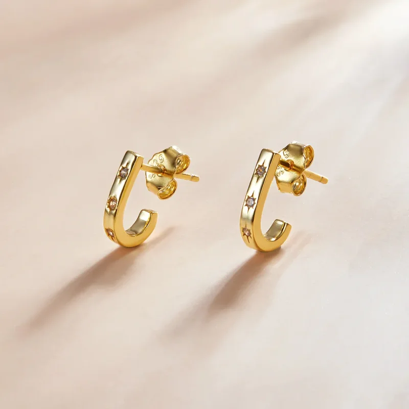 (image for) Pandora Style Star Crutch Stud Earrings - SCE1169-B - View 2