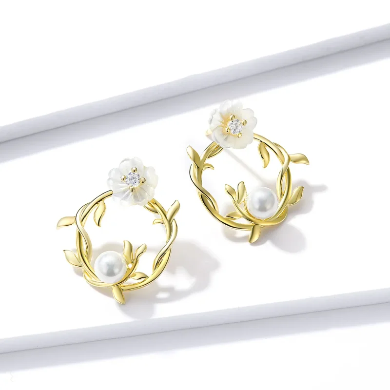 (image for) Pandora Style Summer Flowers Stud Earrings - BSE309 - View 2