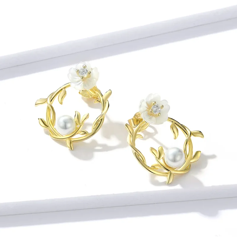 (image for) Pandora Style Summer Flowers Stud Earrings - BSE309 - View 3