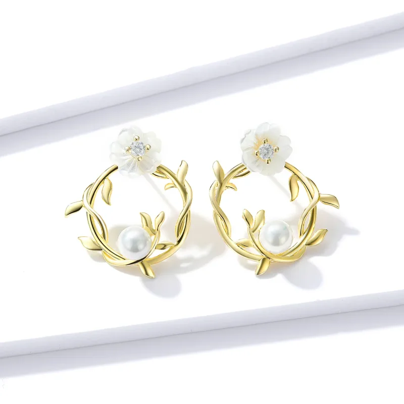 (image for) Pandora Style Summer Flowers Stud Earrings - BSE309 - View 4