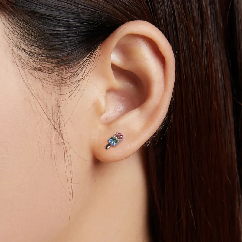 (image for) Pandora Style Summer Sweetheart - Ice Cream Stud Earrings - BSE491-A - View 7