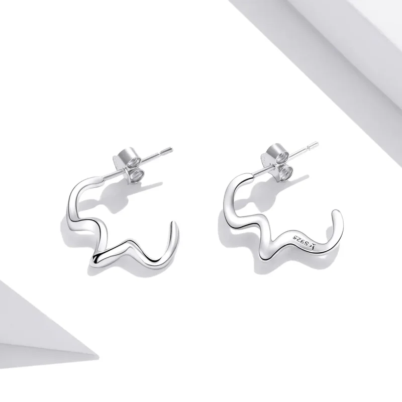 (image for) Pandora Style Summer Waves Stud Earrings - SCE1196 - View 3