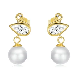 (image for) Pandora Style Swan Shell Beads Stud Earrings - BSE548