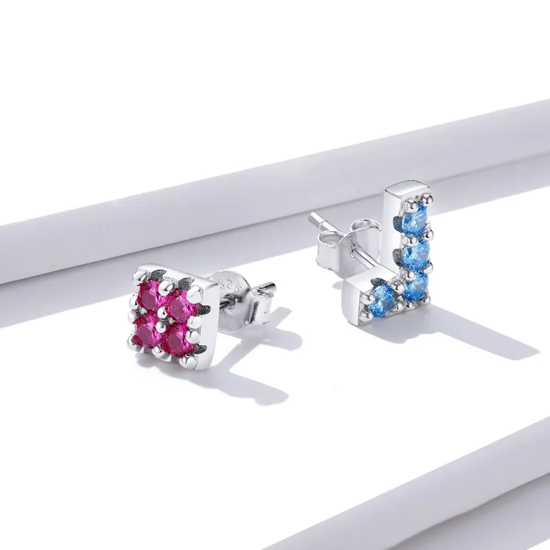 (image for) Pandora Style Tetris Stud Earrings - BSE365 - View 3