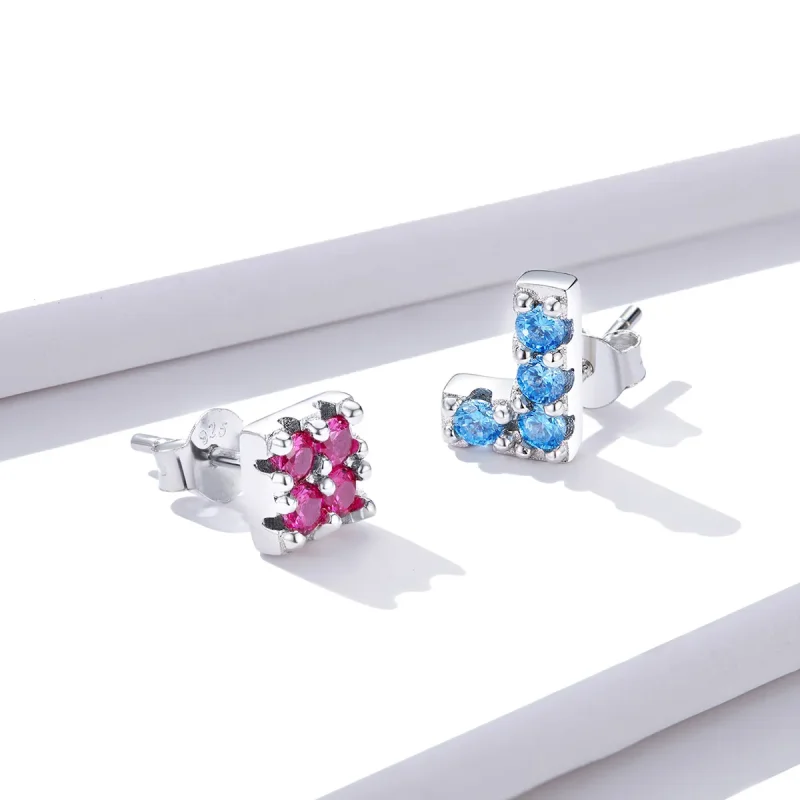 (image for) Pandora Style Tetris Stud Earrings - BSE365 - View 4