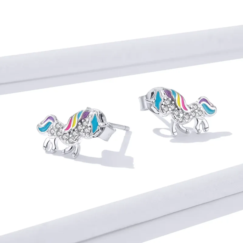 (image for) Pandora Style Unicorn Stud Earrings - BSE352 - View 4