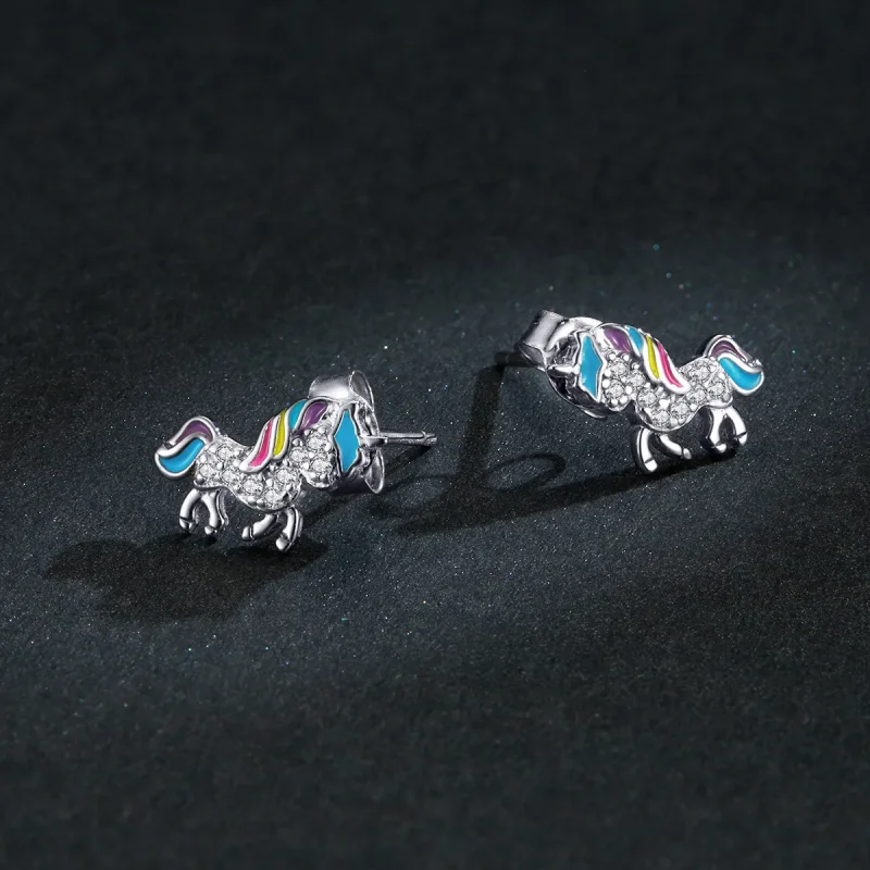 (image for) Pandora Style Unicorn Stud Earrings - BSE352 - View 5