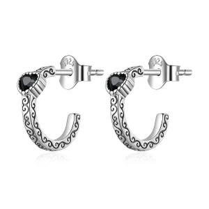 (image for) Pandora Style Vintage Black Zircon Stud Earrings - SCE1520