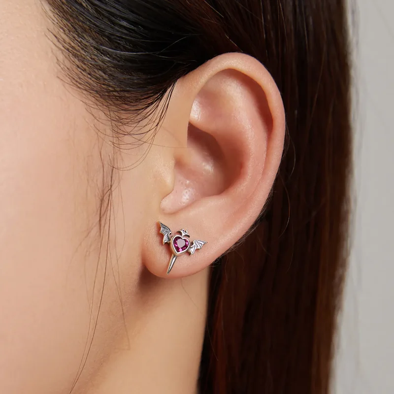 (image for) Pandora Style Wings Love Stud Earrings - SCE1179 - View 5