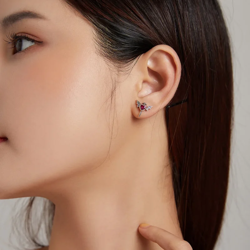 (image for) Pandora Style Wings Love Stud Earrings - SCE1179 - View 7