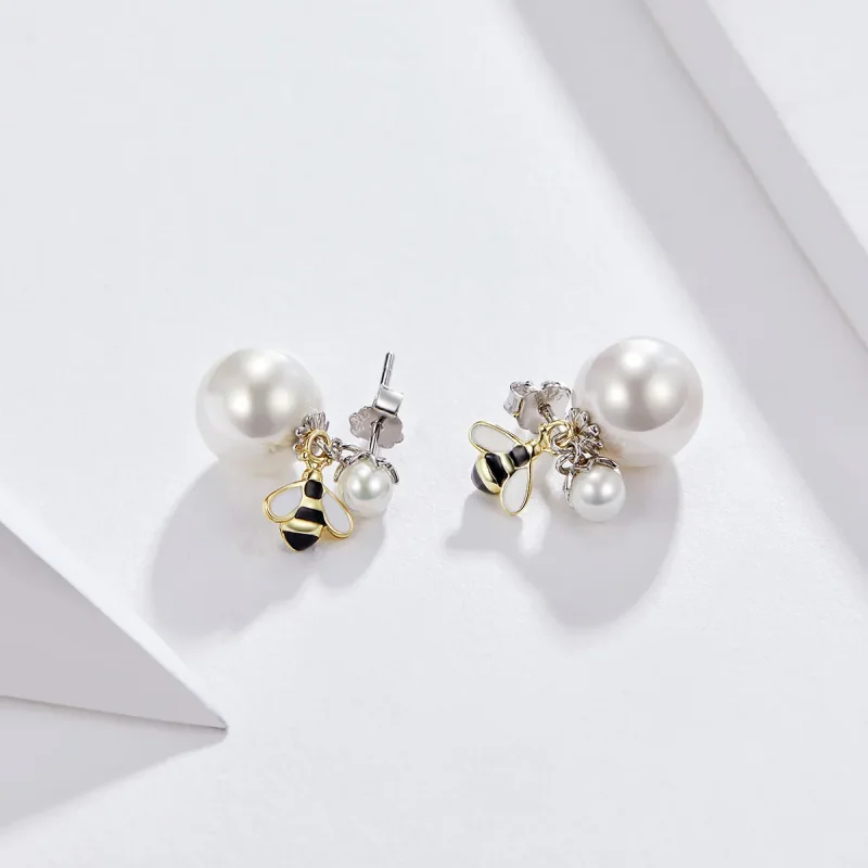 (image for) Pandora Style Woman Flower Stud Earrings - SCE232 - View 2