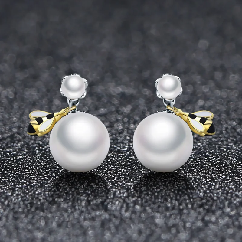 (image for) Pandora Style Woman Flower Stud Earrings - SCE232 - View 4