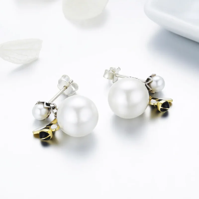 (image for) Pandora Style Woman Flower Stud Earrings - SCE232 - View 6