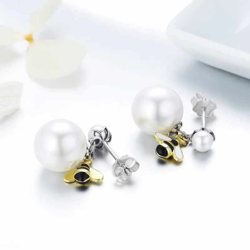(image for) Pandora Style Woman Flower Stud Earrings - SCE232 - View 7