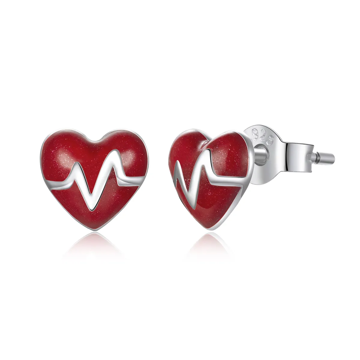 Pandora Style Angel In White Love Heartbeat Stud Earrings - SCE968
