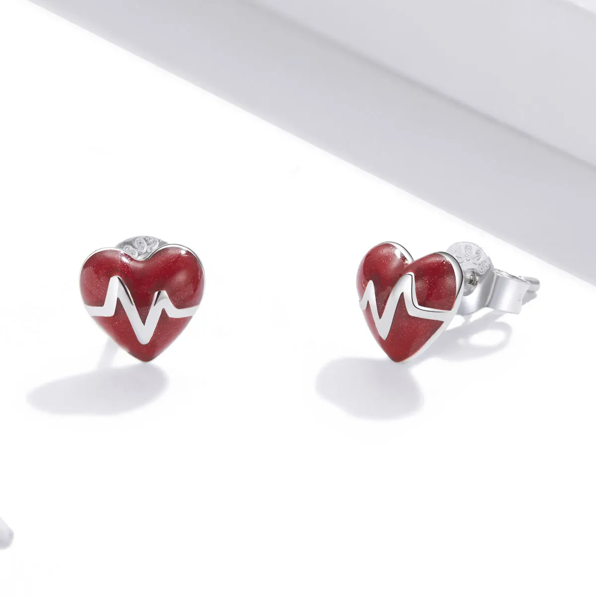 Pandora Style Angel In White Love Heartbeat Stud Earrings - SCE968