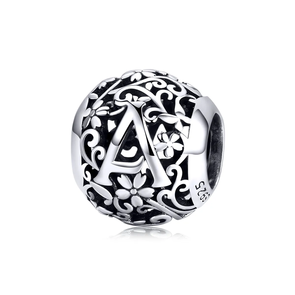 Pandora Style Openwork Flower Letter A Charm - SCC1444-A