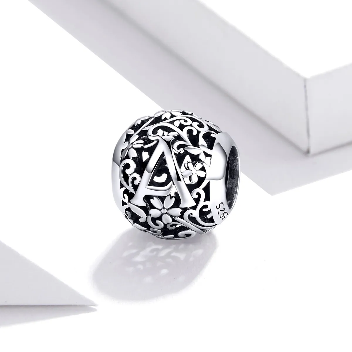 Pandora Style Openwork Flower Letter A Charm - SCC1444-A