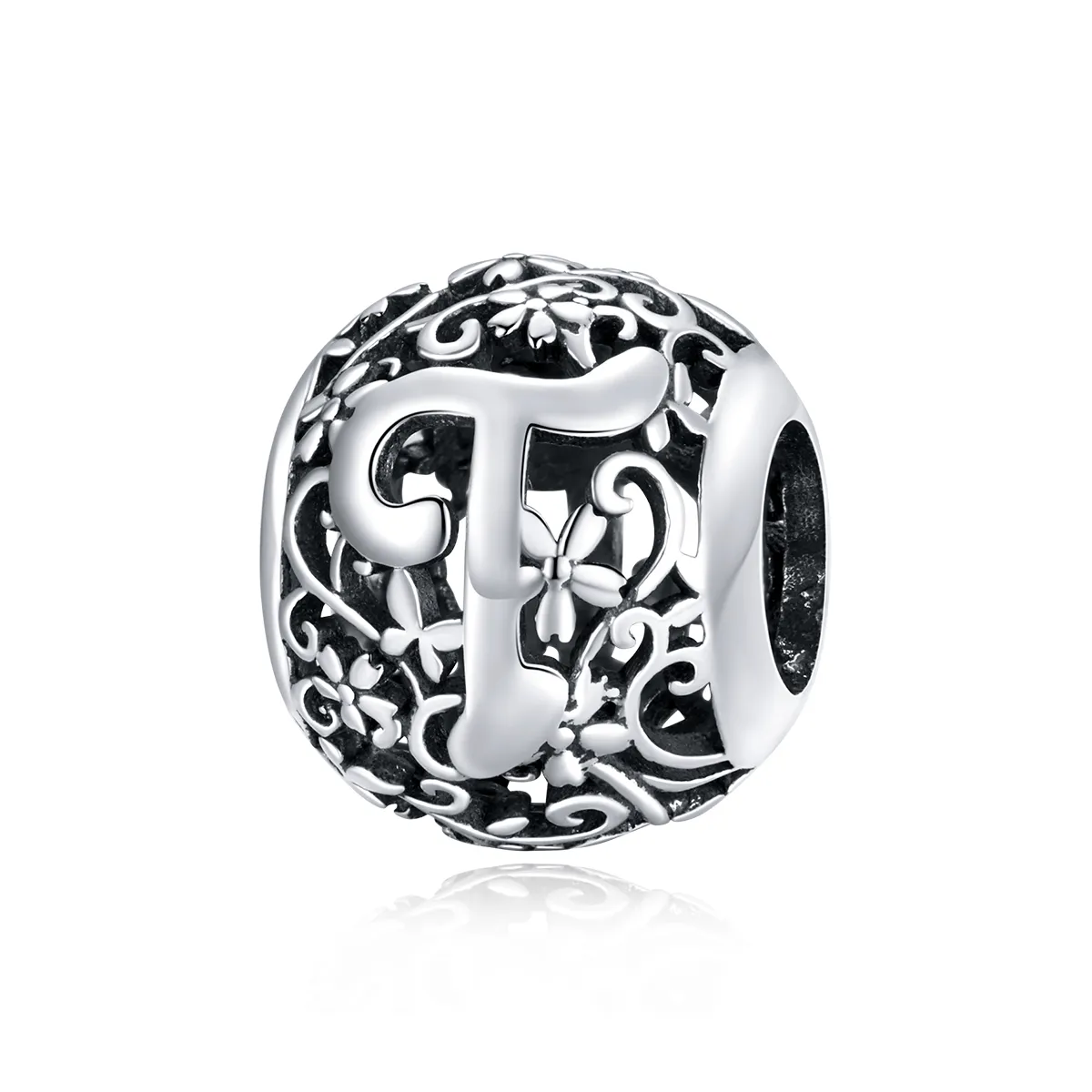 pandora style openwork flower letter t charm scc1444 t