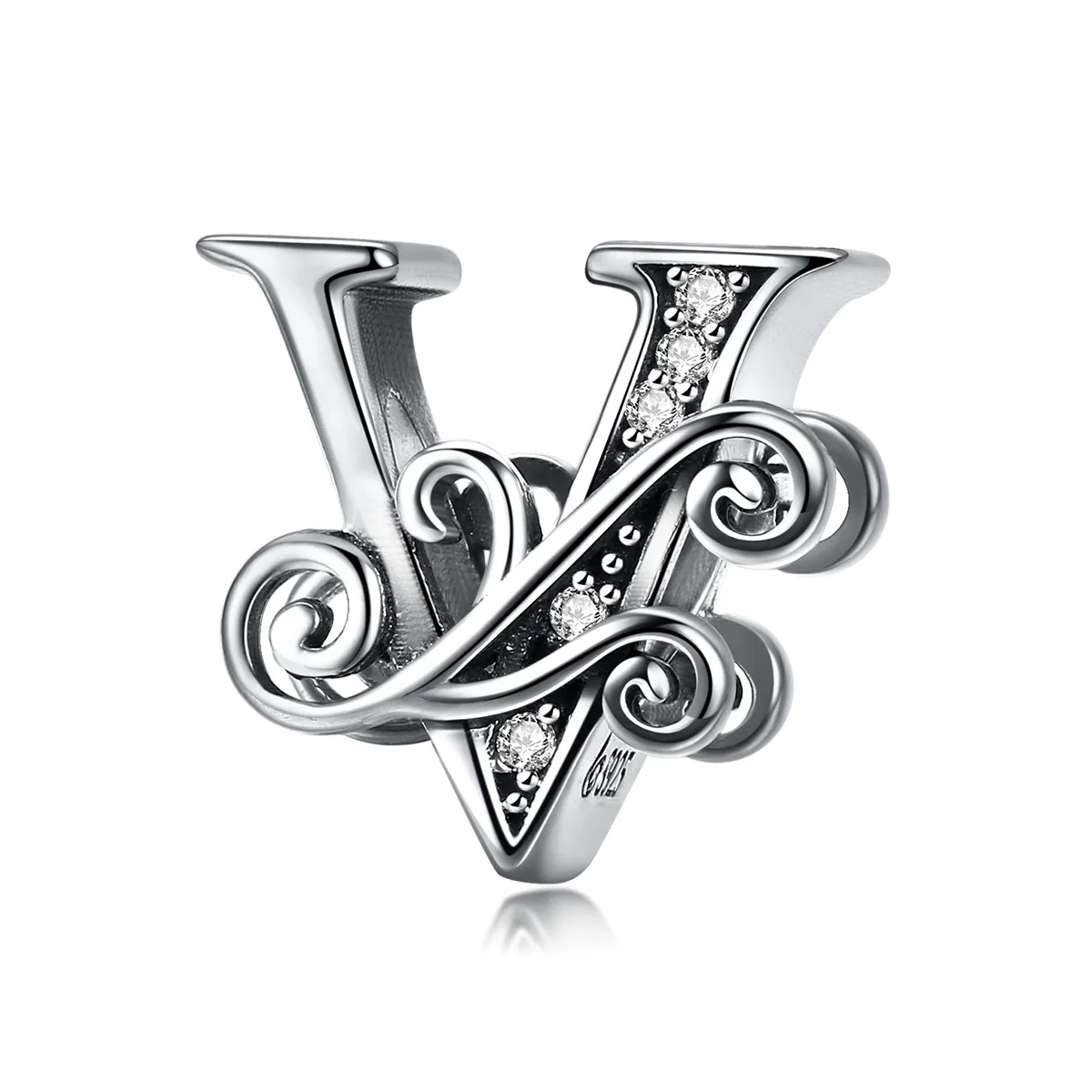 PANDORA Style Sparkling Pavé Flower Letter V Charm BSC030-V