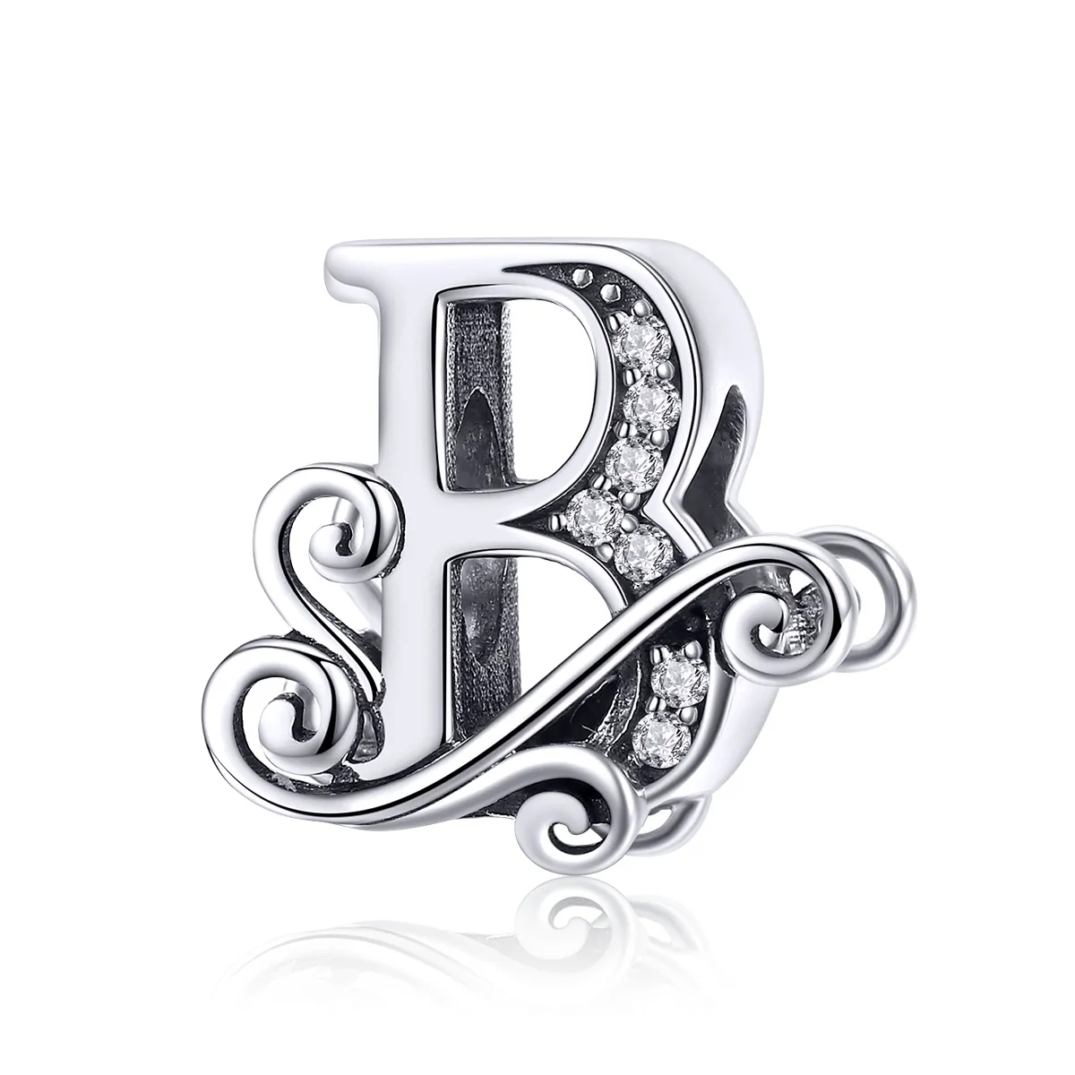 pandora style sparkling pavé flower letter b charm bsc030 b