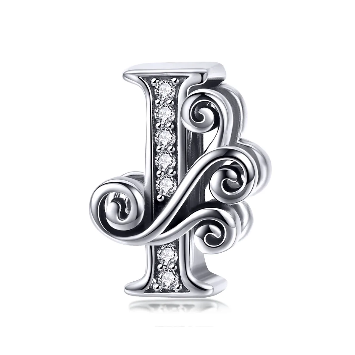 pandora style sparkling pavé flower letter i charm bsc030 i