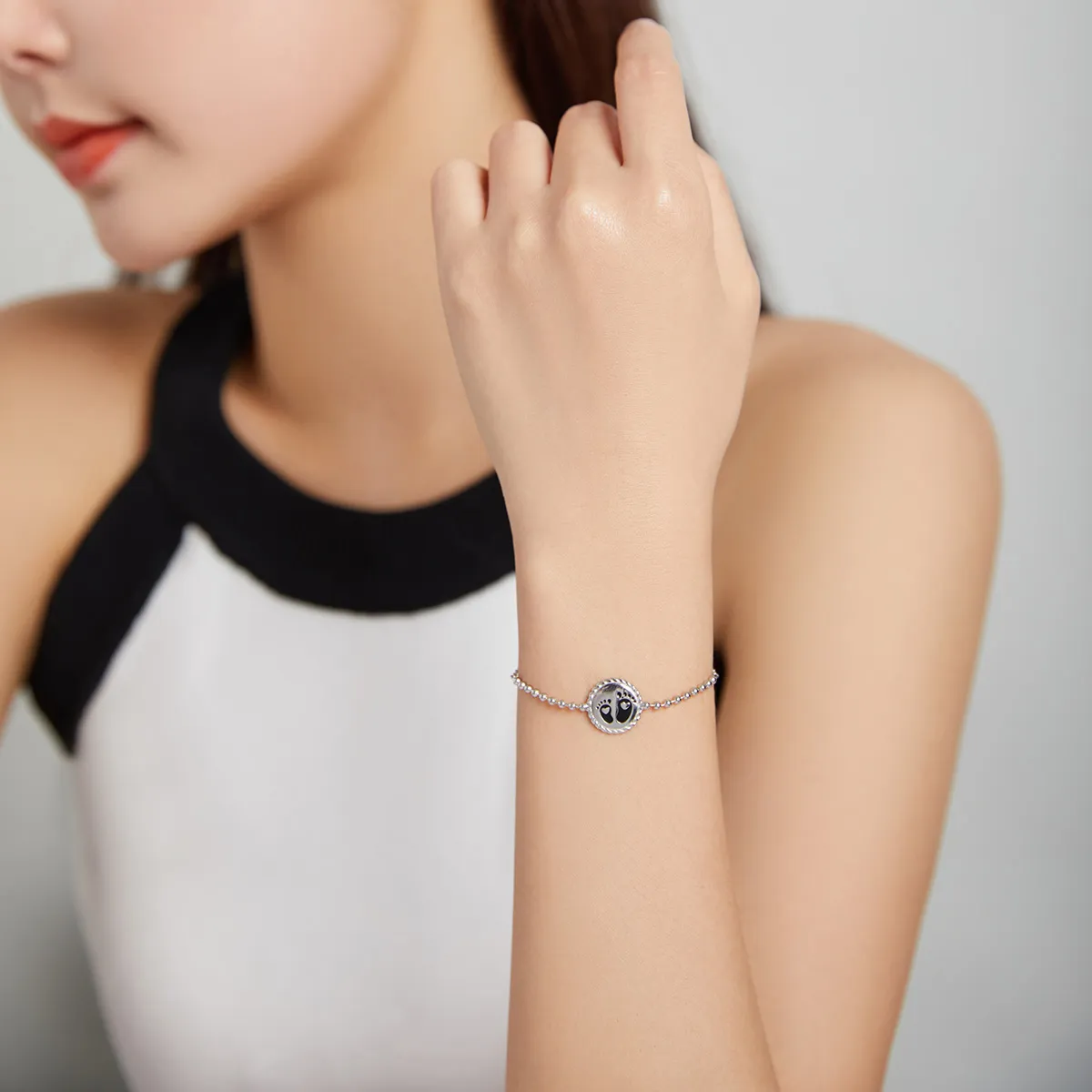 Pandora Style Silver Footprint bracelet - SCB209
