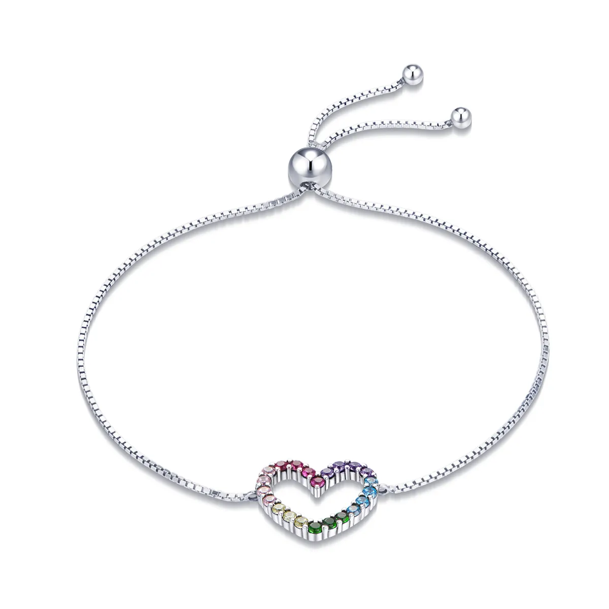 Pandora style silver Love of Rainbow bracelet SCB216