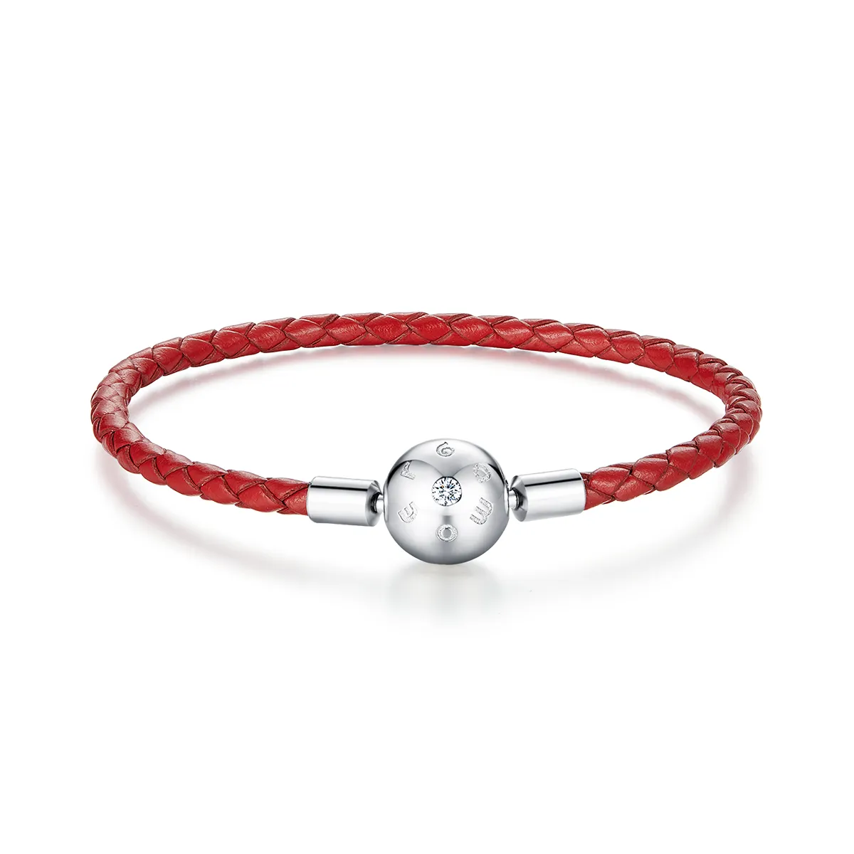 Pandora Style Silver Red Leather Leather bracelet - BSB042