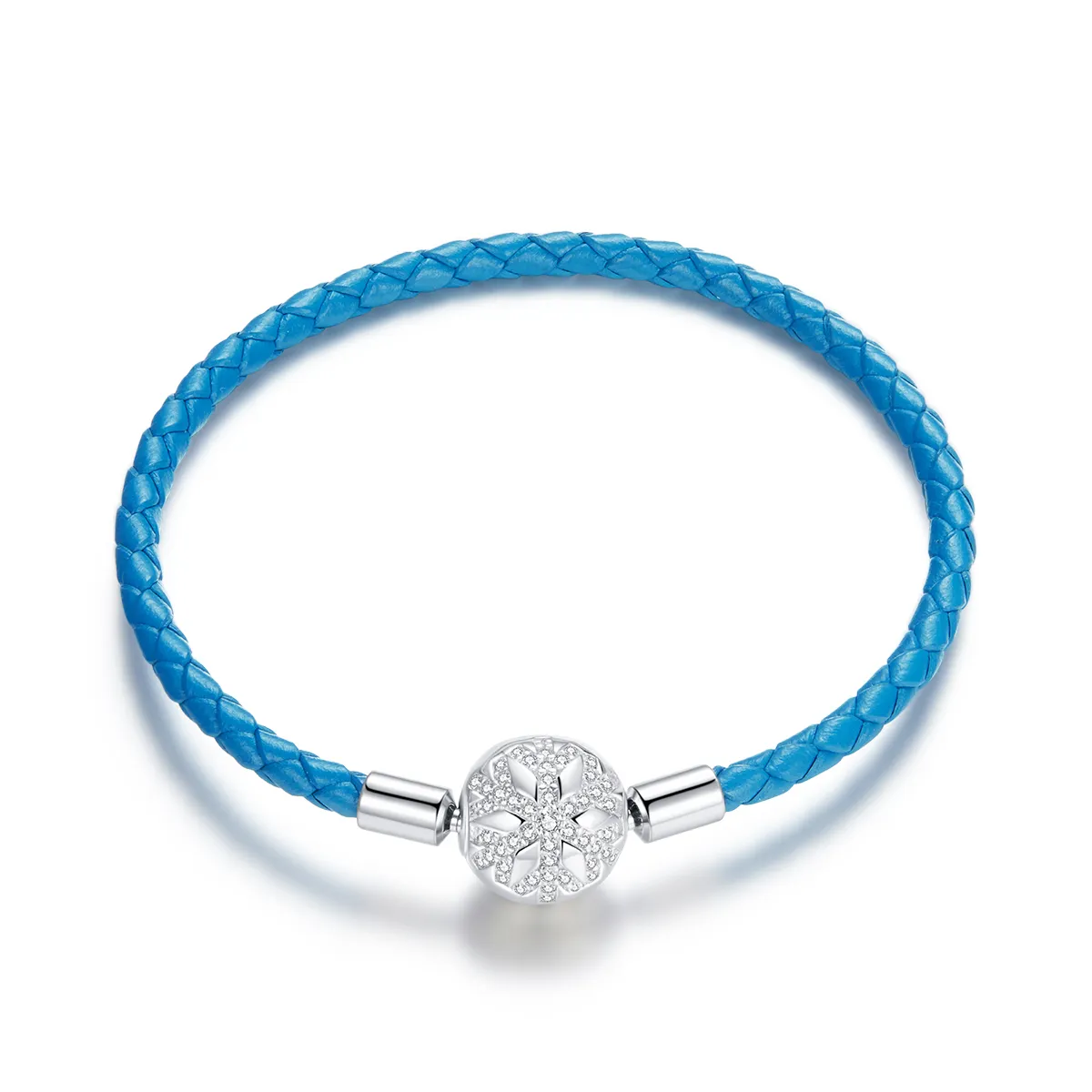 Pandora Style Silver Snowflake Leather bracelet - SCB196