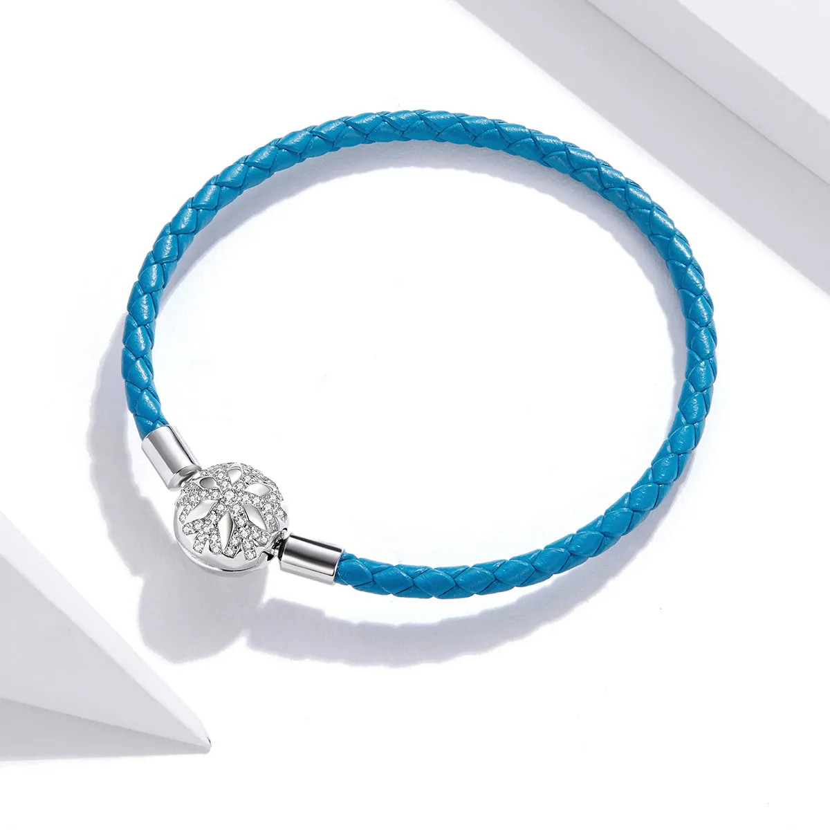 Pandora Style Silver Snowflake Leather bracelet - SCB196